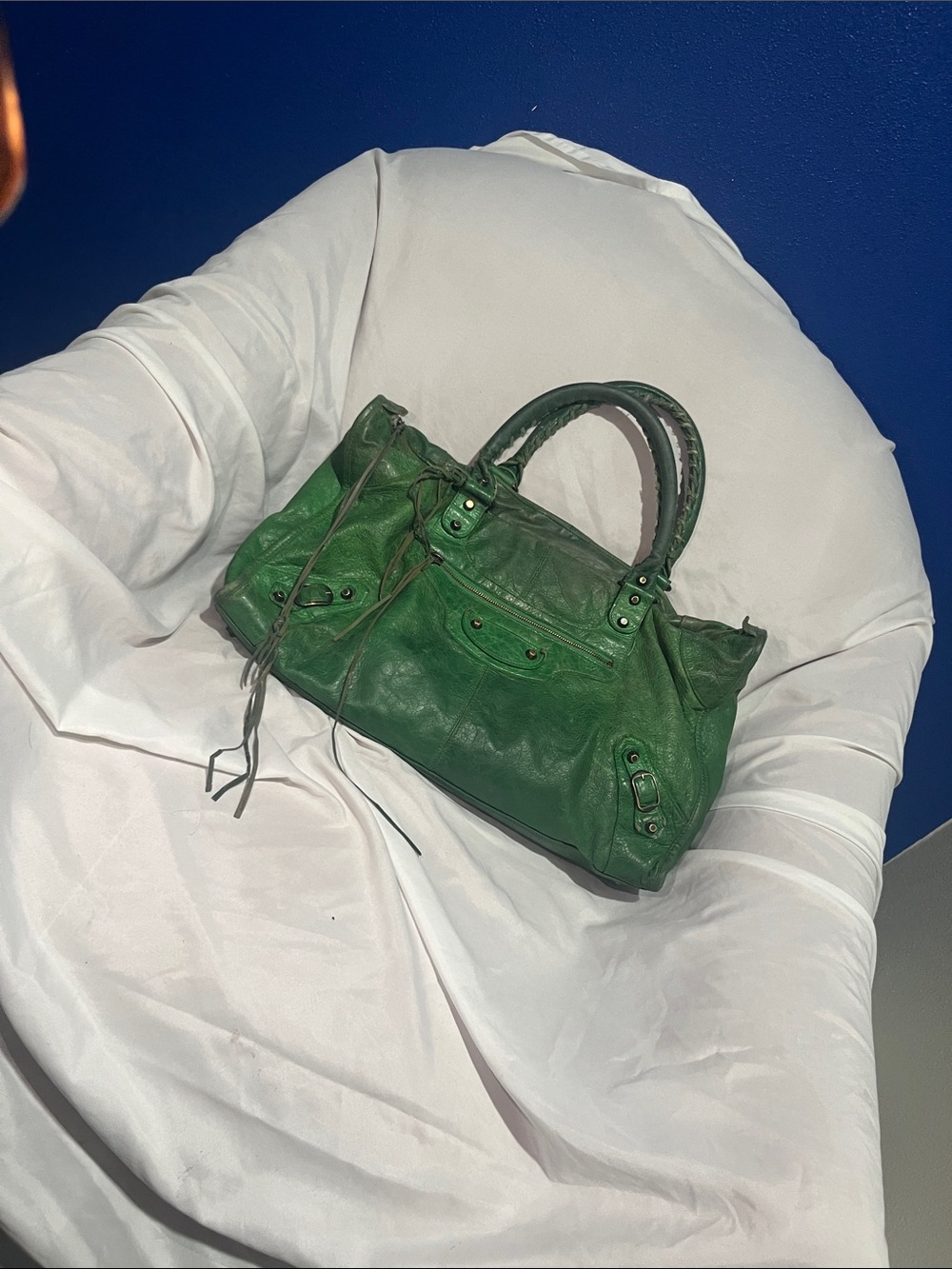 Balenciaga Emerald Green Leather Satchel